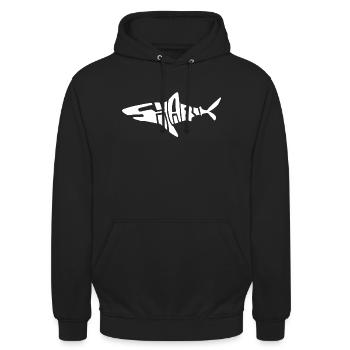 hai blanc - Sweat-shirt à capuche unisexe - noir - Devant - Alina (178cm) & Michal (187cm)