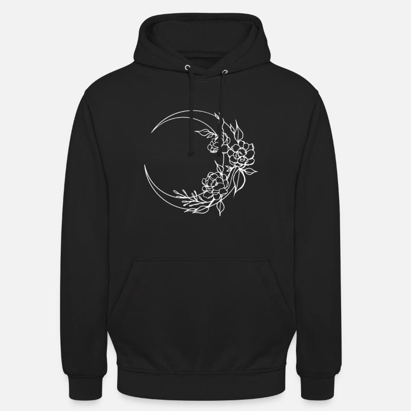 Lune - Lune fleurie - Fleurs - Sweat-shirt à capuche unisexe - noir
