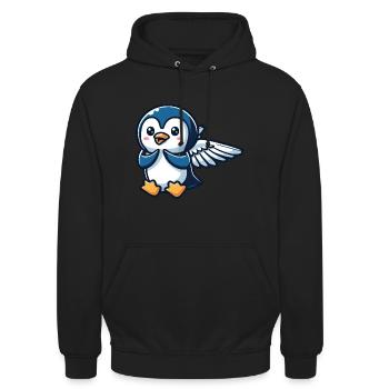 Ailes de manchot céleste - Sweat-shirt à capuche unisexe - noir - Devant - Alina (178cm) & Michal (187cm)