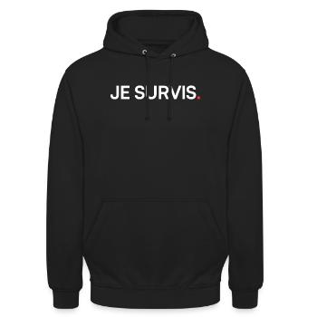 Ich überlebe Humor und moderne Einstellung - Unisex Hoodie - Schwarz - Vorne - Alina (178cm) & Michal (187cm)