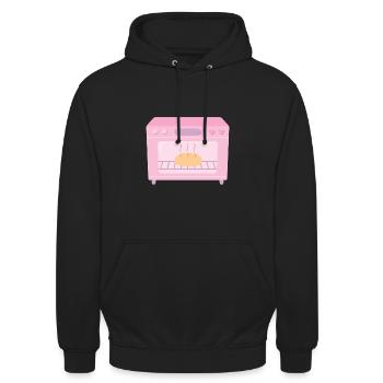 Nettes Brötchen im Ofen-Rosa - Unisex Hoodie - Schwarz - Vorne - Alina (178cm) & Michal (187cm)