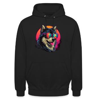 Chemise Retro Wave Alaskan Malamute Dogs - Sweat-shirt à capuche unisexe - noir - Devant - Alina (178cm) & Michal (187cm)