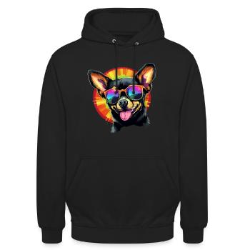 Chemise Retro Wave Chihuahua Chien - Sweat-shirt à capuche unisexe - noir - Devant - Alina (178cm) & Michal (187cm)