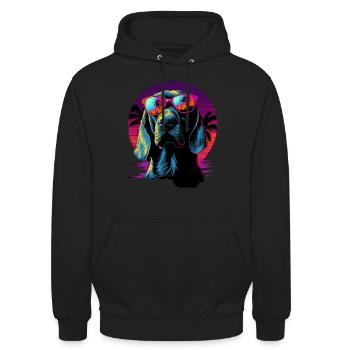 Chemise pour chien Retro Wave Bloodhound - Sweat-shirt à capuche unisexe - noir - Devant - Alina (178cm) & Michal (187cm)