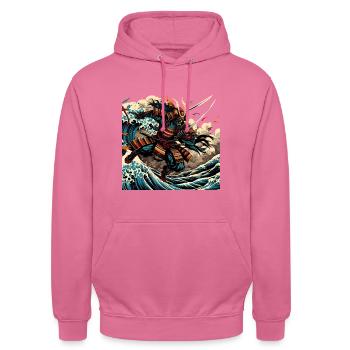 Japanese Katana Samurai Warrior - Unisex Hoodie - pink - Front - Alina (178cm) & Michal (187cm)