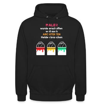 Maler Helden Design für Maler und Lackierer - Unisex Hoodie - Schwarz - Vorne - Alina (178cm) & Michal (187cm)