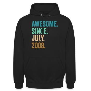 Génial depuis juillet 2008 14ème anniversaire - Sweat-shirt à capuche unisexe - noir - Devant - Alina (178cm) & Michal (187cm)