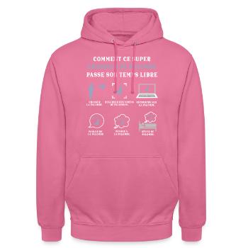 Chasseur de Palombe Chasse Humour Chassé - Sweat-shirt à capuche unisexe - rose - Devant - Alina (178cm) & Michal (187cm)