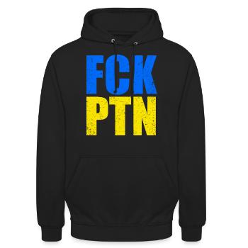 FCK PTN | Frieden in der Ukraine - Unisex Hoodie - Schwarz - Vorne - Alina (178cm) & Michal (187cm)
