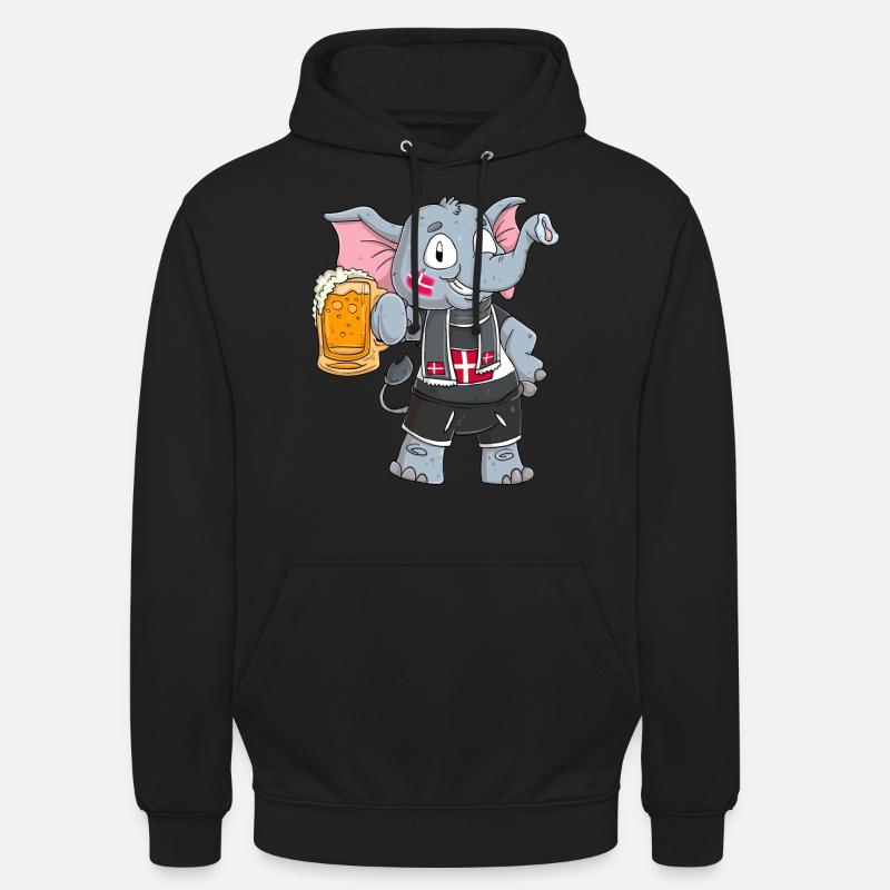 Danemark Fan Elephant - Sweat-shirt à capuche unisexe - noir