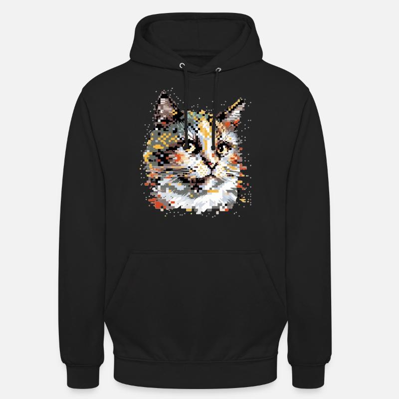 Chat Pixel Art - Sweat-shirt à capuche unisexe - noir