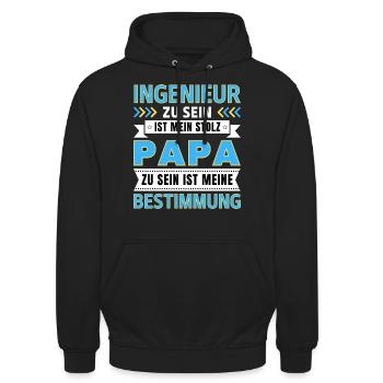 Ingenieur zu sein ist mein Stolz; Papa Geschenk - Unisex Hoodie - Schwarz - Vorne - Alina (178cm) & Michal (187cm)