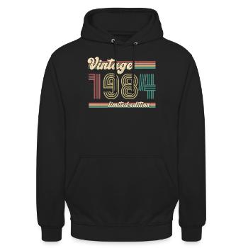 1984 ST Vintage édition limitée - Anniversaire 1984 - Sweat-shirt à capuche unisexe - noir - Devant - Alina (178cm) & Michal (187cm)