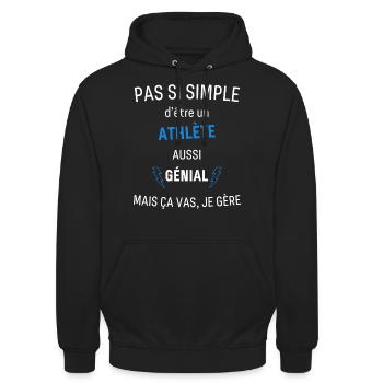 Athlète Génial - Sweat-shirt à capuche unisexe - noir - Devant - Alina (178cm) & Michal (187cm)