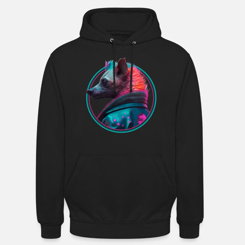 Punk Hyäne in Lederjacke - Unisex Hoodie - Schwarz