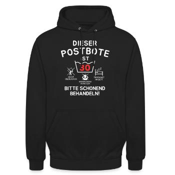 Dieser Postbote ist 30. Schonend behandeln - Unisex Hoodie - Schwarz - Vorne - Alina (178cm) & Michal (187cm)