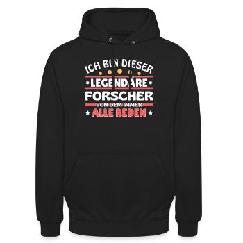 Ich bin dieser legendäre Forscher - Unisex Hoodie - Schwarz - Vorne - Alina (178cm) & Michal (187cm)