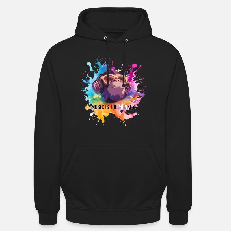 Musik ist der Monkey Wortwitz - Unisex Hoodie - Schwarz