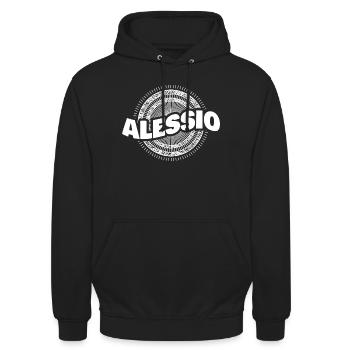 Geschenk für Alessio - Unisex Hoodie - Schwarz - Vorne - Alina (178cm) & Michal (187cm)