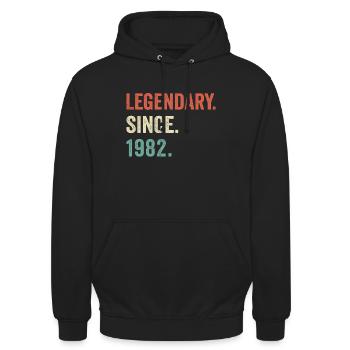 legendär seit 1982 - Unisex Hoodie - Schwarz - Vorne - Alina (178cm) & Michal (187cm)