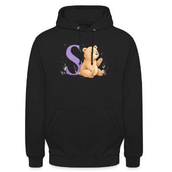 S Bear Alphabet Picture with Teddy Bear - Unisex Hoodie - black - Front - Alina (178cm) & Michal (187cm)