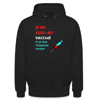 JE ME SUIS FAIT VACCINÉ ET JE SUIS TOUJOURS VIVANT - Sweat-shirt à capuche unisexe - noir - Devant - Alina (178cm) & Michal (187cm)