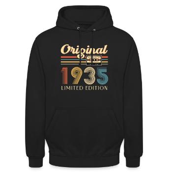 90e anniversaire Original 1935 90 ans cadeau - Sweat-shirt à capuche unisexe - noir - Devant - Alina (178cm) & Michal (187cm)