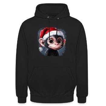 Singes de Noël - Sweat-shirt à capuche unisexe - noir - Devant - Alina (178cm) & Michal (187cm)