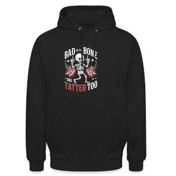 Des personnes âgées tatouées vieillissant fièrement, - Sweat-shirt à capuche unisexe - noir - Devant - Alina (178cm) & Michal (187cm)