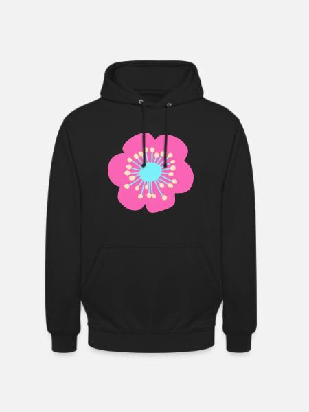 Blume pink und cyan - Unisex Hoodie - Schwarz