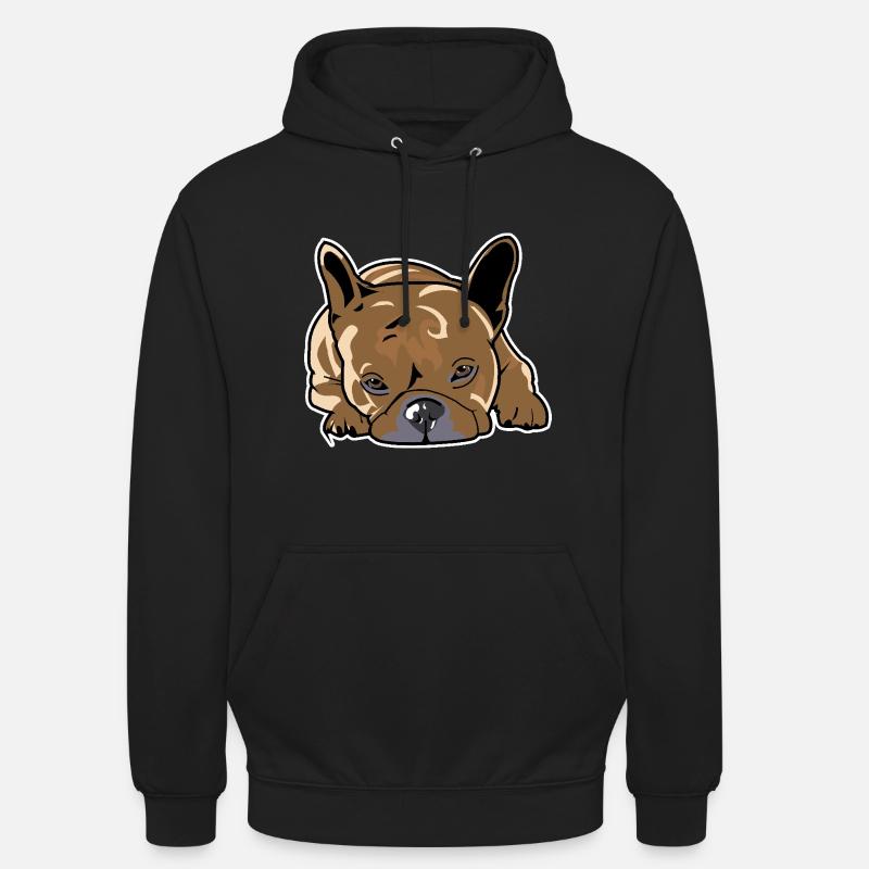 Bouledogue français chiot mignon - Sweat-shirt à capuche unisexe - noir