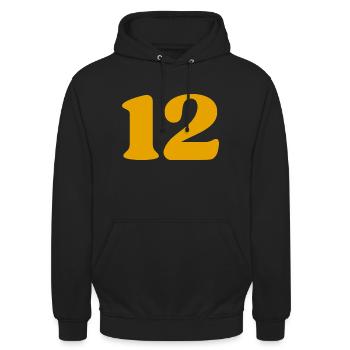 12 - Unisex Hoodie - Schwarz - Vorne - Alina (178cm) & Michal (187cm)
