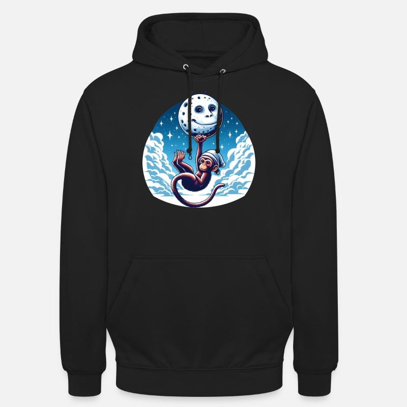 Singe Lune Drôles D’animaux - Sweat-shirt à capuche unisexe - noir