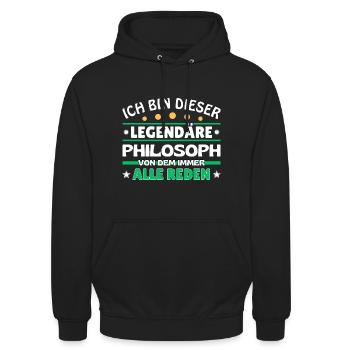 Ich bin dieser legendäre Philosoph - Unisex Hoodie - Schwarz - Vorne - Alina (178cm) & Michal (187cm)