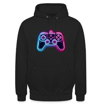 Gaming - Konsole - Controller bei Videospielen - Unisex Hoodie - Schwarz - Vorne - Alina (178cm) & Michal (187cm)
