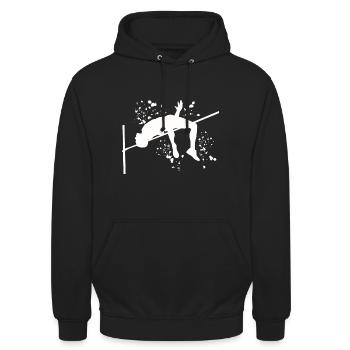 Hochspringer Wasserfarben Hochsprung - Unisex Hoodie - Schwarz - Vorne - Alina (178cm) & Michal (187cm)