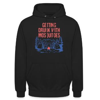 Se saouler avec des moustiques Camping Amateur de bière - Sweat-shirt à capuche unisexe - noir - Devant - Alina (178cm) & Michal (187cm)