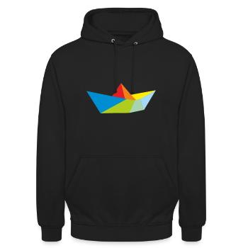 Origami Traumschiff Schiff Schifffahrt Geschenk - Unisex Hoodie - Schwarz - Vorne - Alina (178cm) & Michal (187cm)