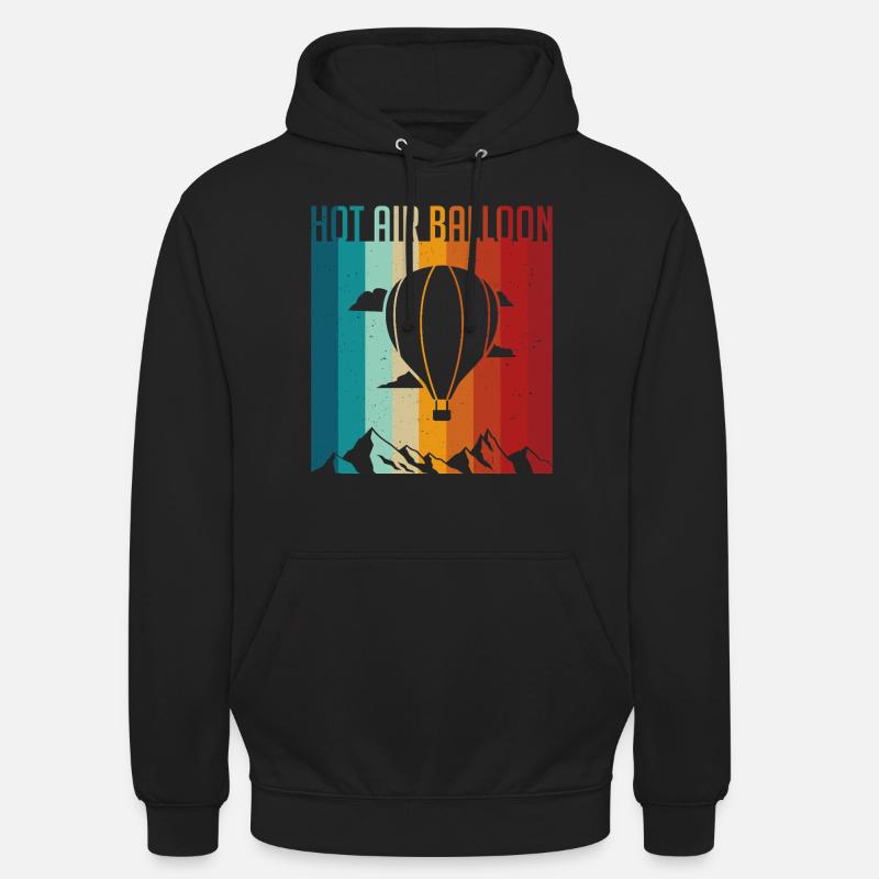Retro 70s 80s Globo aerostático - Sudadera con capucha unisex - negro