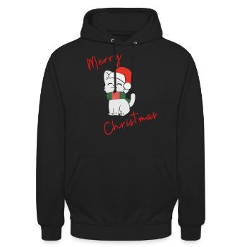 Merry Christmas Cat - Unisex Hoodie - Schwarz - Vorne - Alina (178cm) & Michal (187cm)