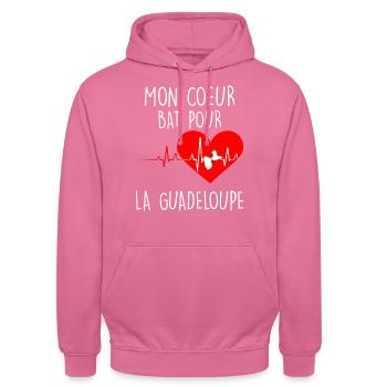 Hearbeat la Guadeloupe Battement de Coeur - Sweat-shirt à capuche unisexe - rose - Devant - Alina (178cm) & Michal (187cm)