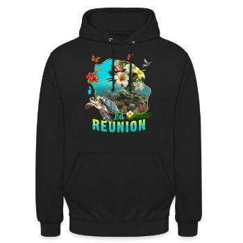 La Réunion Belle île Merveilleuse Fonds Marins - Sweat-shirt à capuche unisexe - noir - Devant - Alina (178cm) & Michal (187cm)