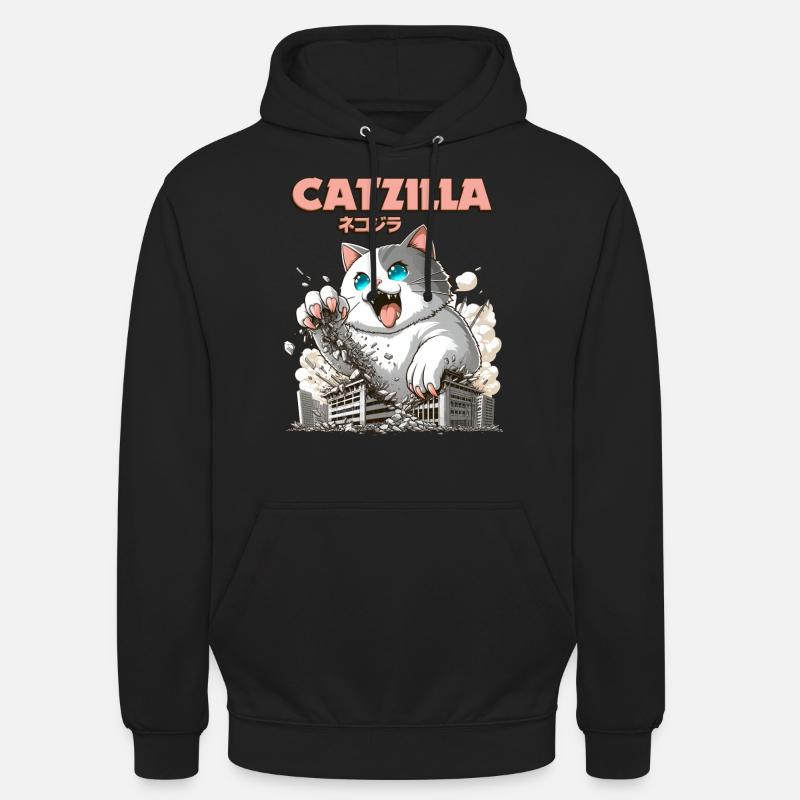 Catzilla Chat Drôles d’animaux - Sweat-shirt à capuche unisexe - noir
