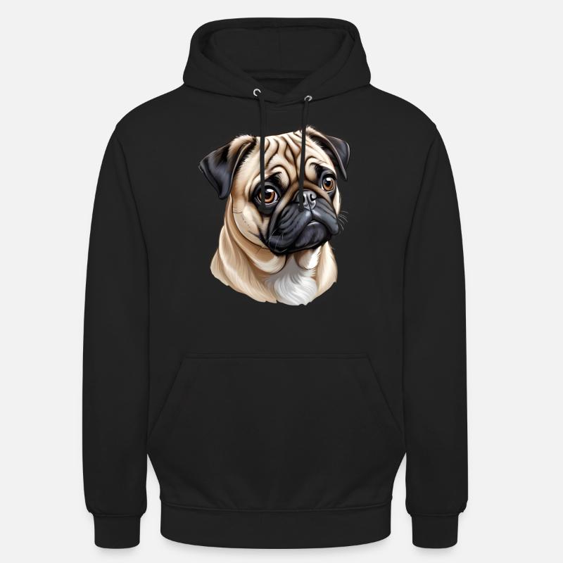 Mops Kopf - Unisex Hoodie - Schwarz