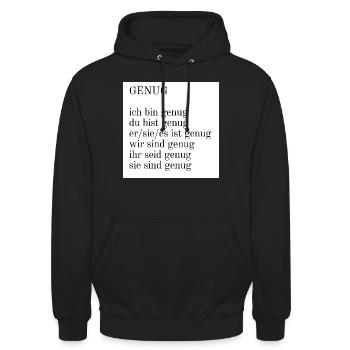 Wir sind genug! - Unisex Hoodie - Schwarz - Vorne - Alina (178cm) & Michal (187cm)