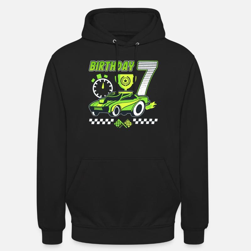 7ème anniversaire voiture de course 7 ans pilote de course - Sweat-shirt à capuche unisexe - noir