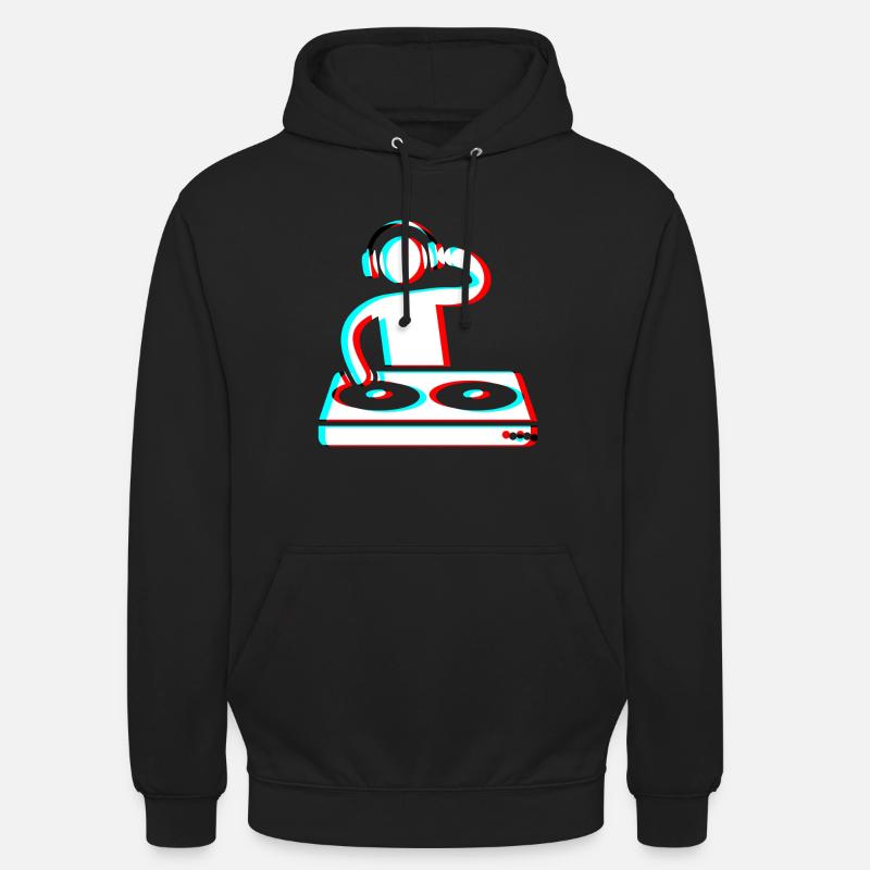 Techno Dj 3d Electro Red Blue tik tok edm blanc - Sweat-shirt à capuche unisexe - noir