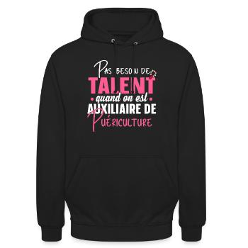 Auxiliaire de puériculture Puéricultrice Métier - Sweat-shirt à capuche unisexe - noir - Devant - Alina (178cm) & Michal (187cm)