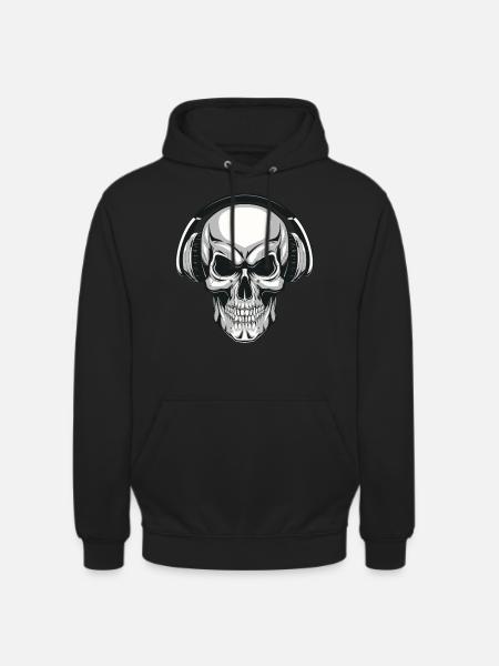 Skull with headphones - Unisex Hoodie - black