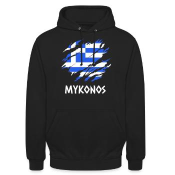Mykonos, Grecja - Bluza z kapturem typu unisex - czarny - Przód - Alina (178cm) & Michal (187cm)